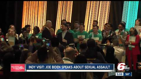 Former Vice President Joe Biden talked to thousands of students in Indianapolis about bringing an end to sexual assault