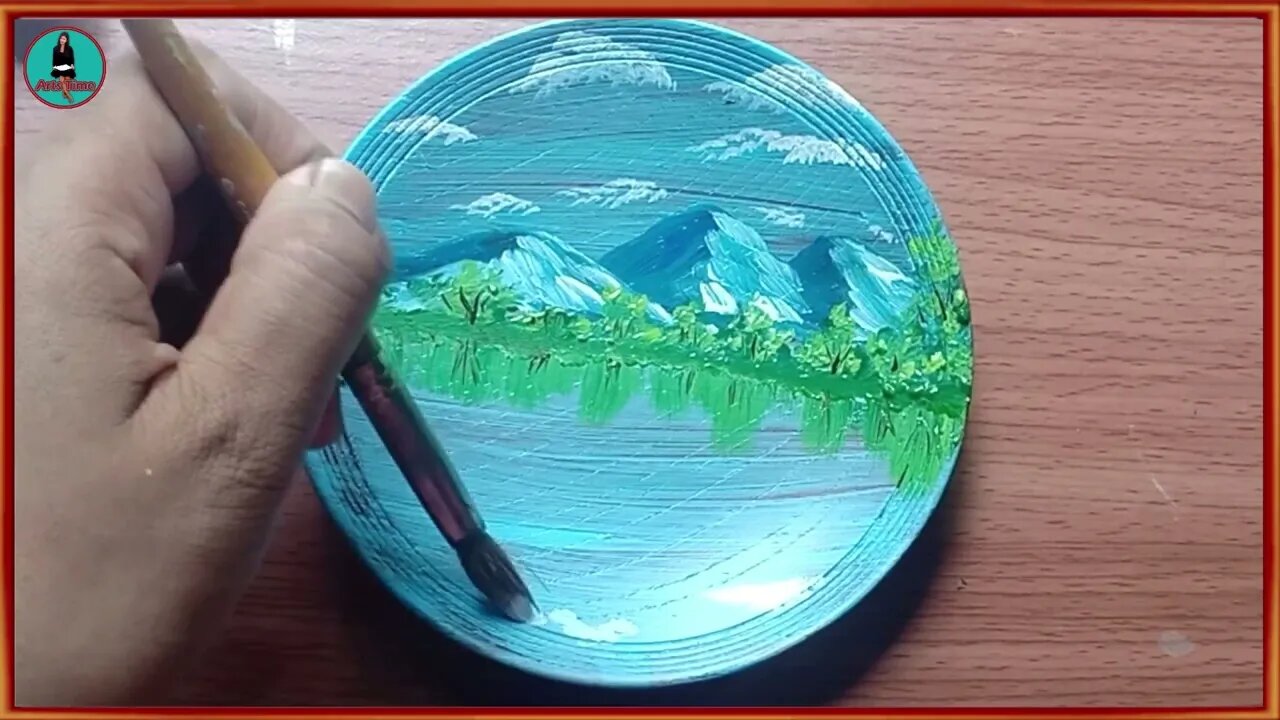 Beautiful Lake Scenery Painting Acrylic Paints Arts Time 10