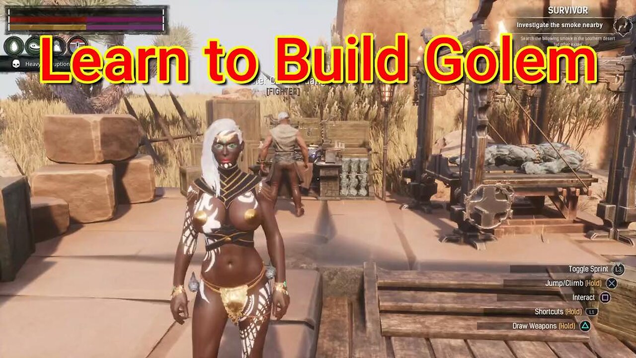 Conan Exiles beginners guide learn build Golem Busty Boobs