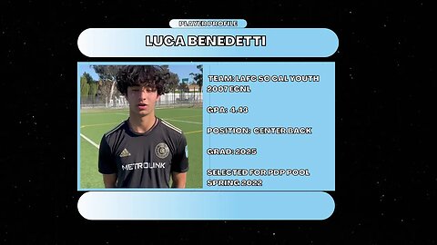 Luca Benedetti (LAFC So Cal Youth 2007 ECNL, 4.43 GPA, Class of 2025) Highlight Video