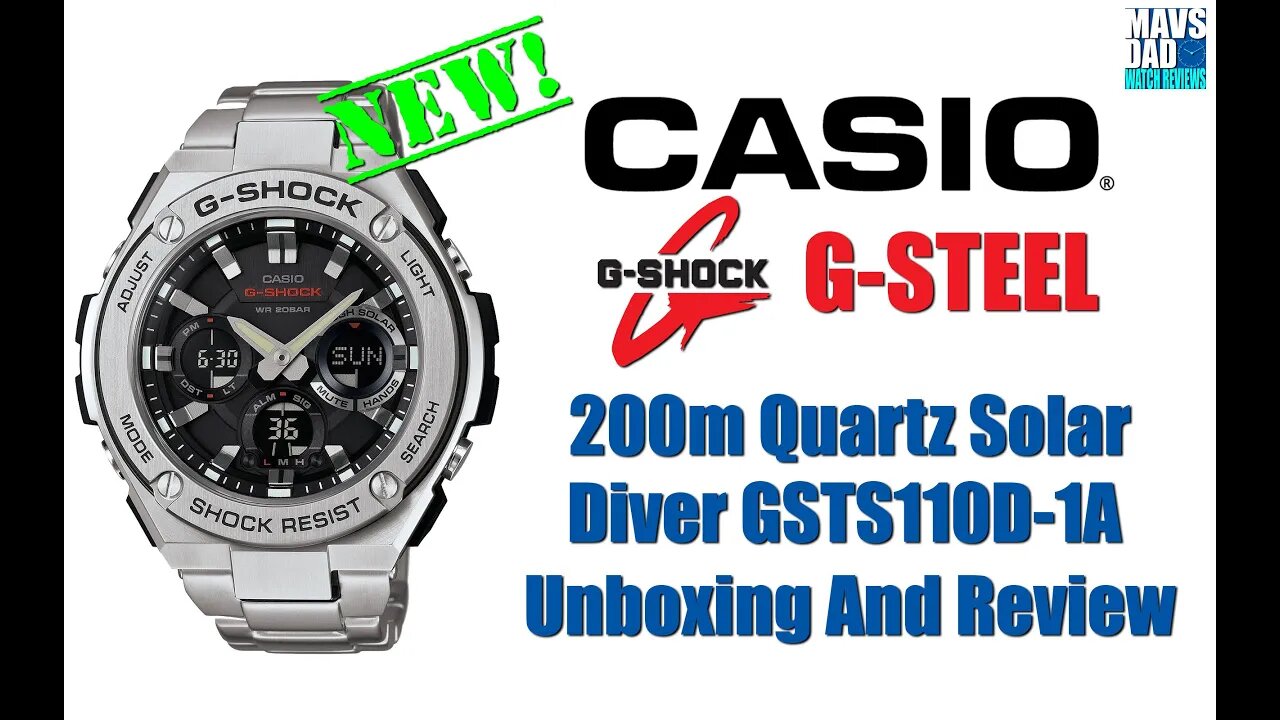 Audio Starts @ 2:05 | Casio G-Shock G-Steel 200m Quartz Solar Diver GSTS110D-1A Unbox & Review