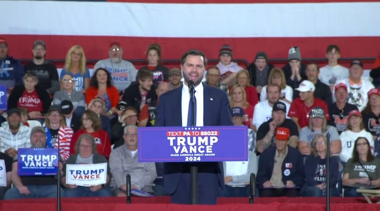 2020 ELECTION RIGGED! Vance shuts down reporter questions Trump lost - Johnstown PA rally