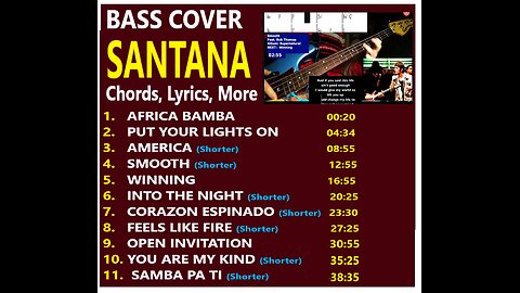 Bass cover SANTANA __ Chords, Lyrics, MORE