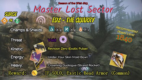 Destiny 2 Master Lost Sector: EDZ - The Quarry on my Solar Titan 12-30-23