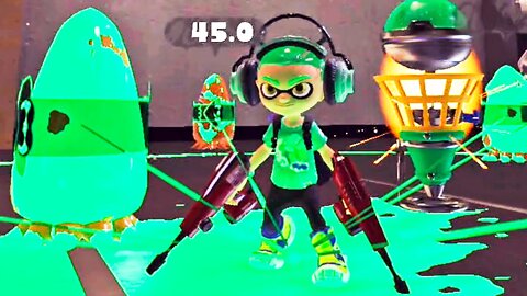 Splatoon 3: Dualie Squelchers, Wave Breaker e Splat Bomb no Splatfest - Verde Neon