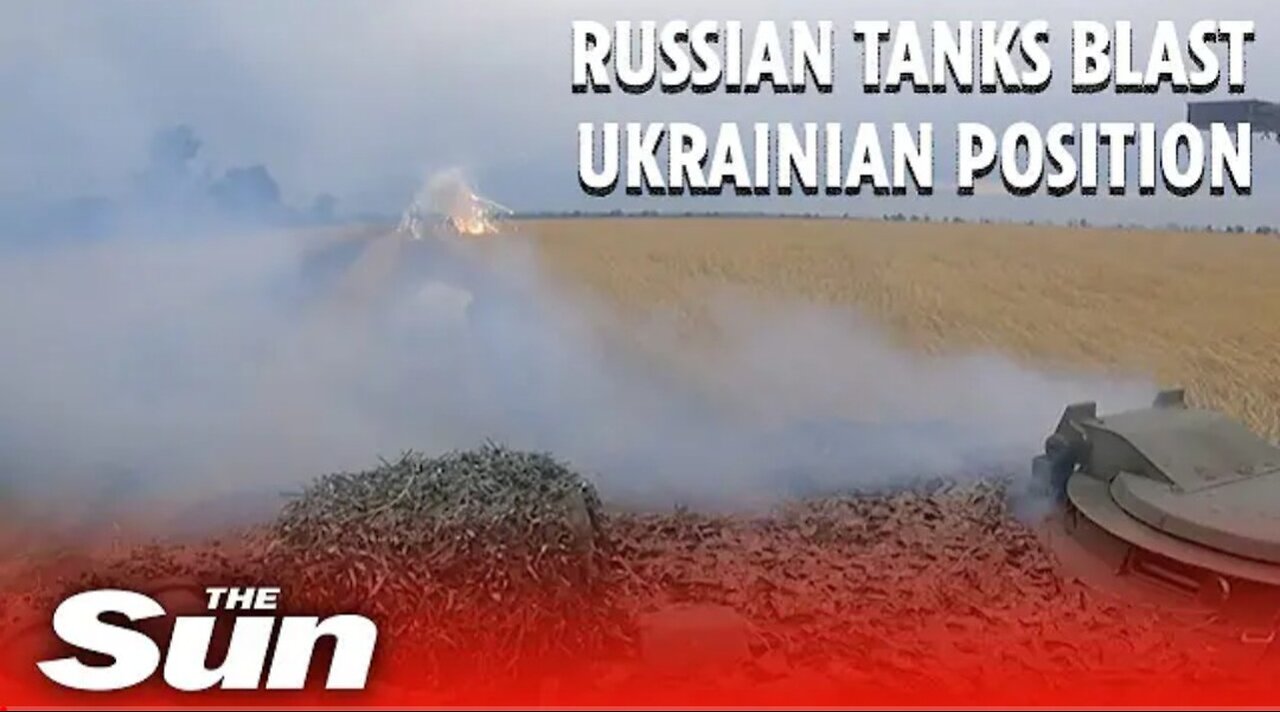 Russian T-90 tanks blast Ukrainian positions and make 'b