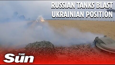 Russian T-90 tanks blast Ukrainian positions and make 'b