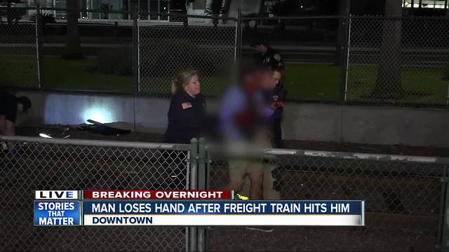 Man's forearm severed in train accident