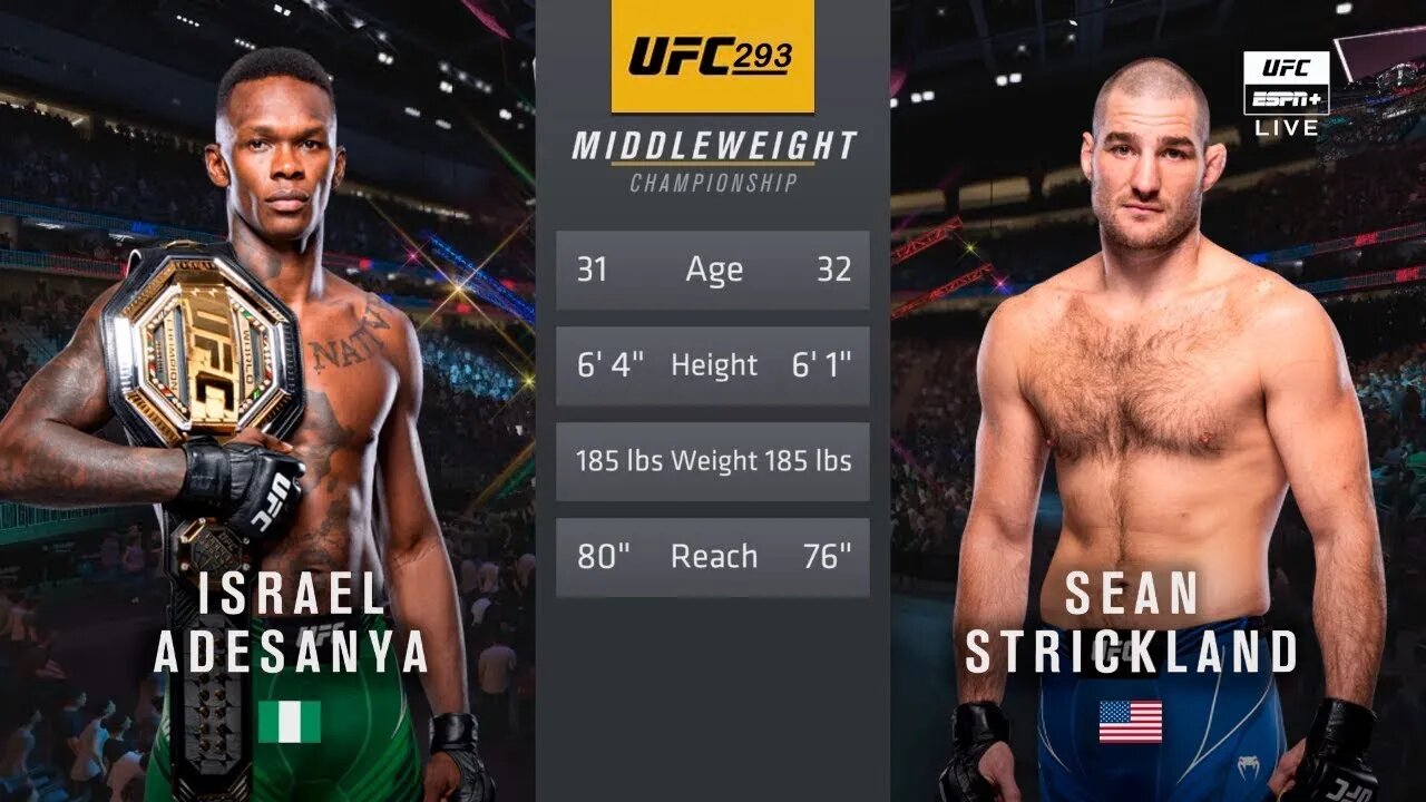 Israel Adesanya Vs Sean Strickland Full Fight | UFC 293