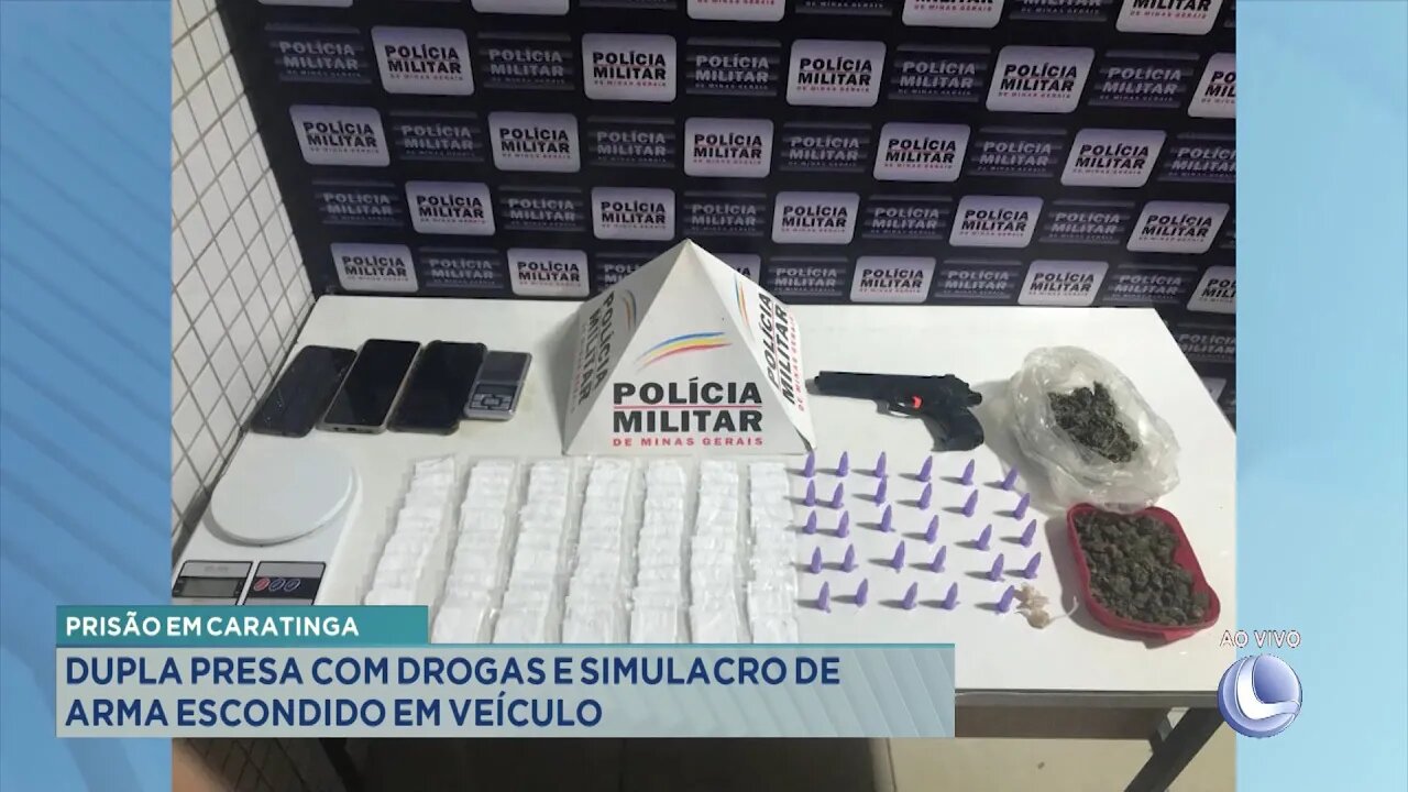 Prisão em Caratinga: Dupla Presa com Drogas e Simulacro de Arma Escondido em Veículo.