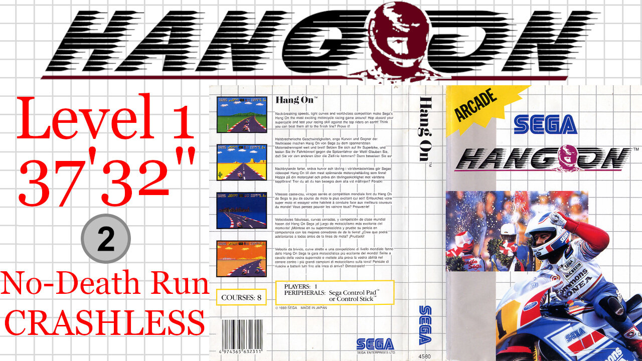 Hang-On [SMS 1987] Level 1 NDR CRASHLESS [37'32"] 2nd place🥈 | SEGA Master System Marceau