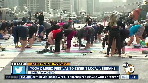 Yoga on the USS Midway for veterans and families