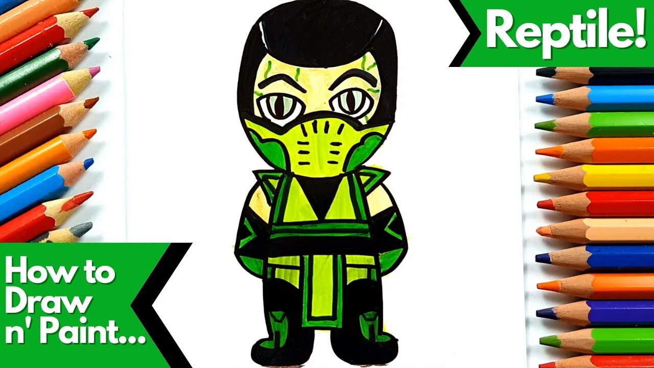 How to Draw and Paint Mortal Kombat's Reptile in Chibi Version