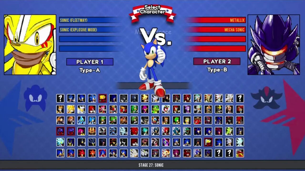 2x2 I Fleetway Sonic & Sonic Explosive VS Metallix Sonic & Mecha Sonic I Sonic Battle MUGEN HD