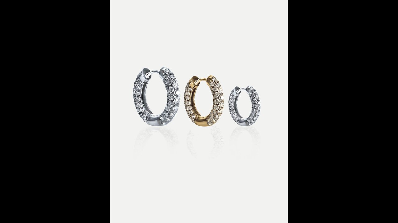 DIAMOND FIVE ROW PAVÉ HOOPS