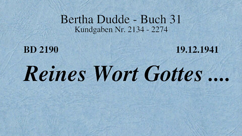 BD 2190 - REINES WORT GOTTES ....