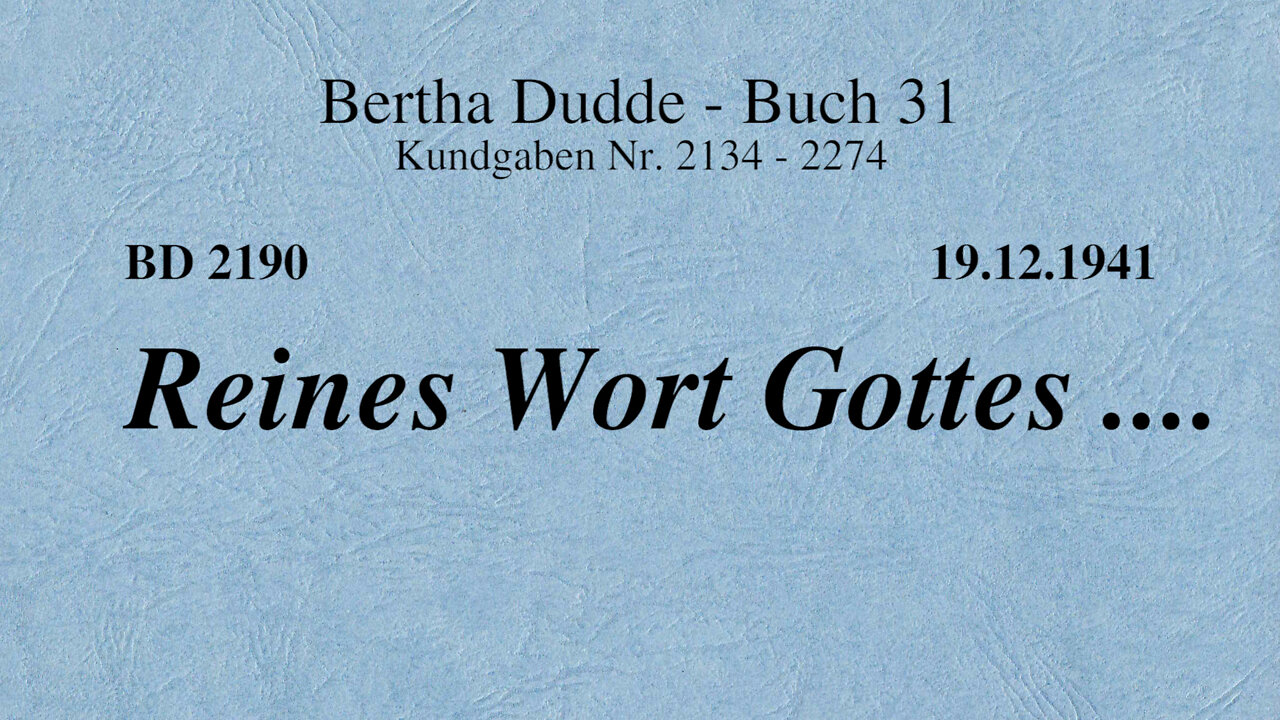 BD 2190 - REINES WORT GOTTES ....