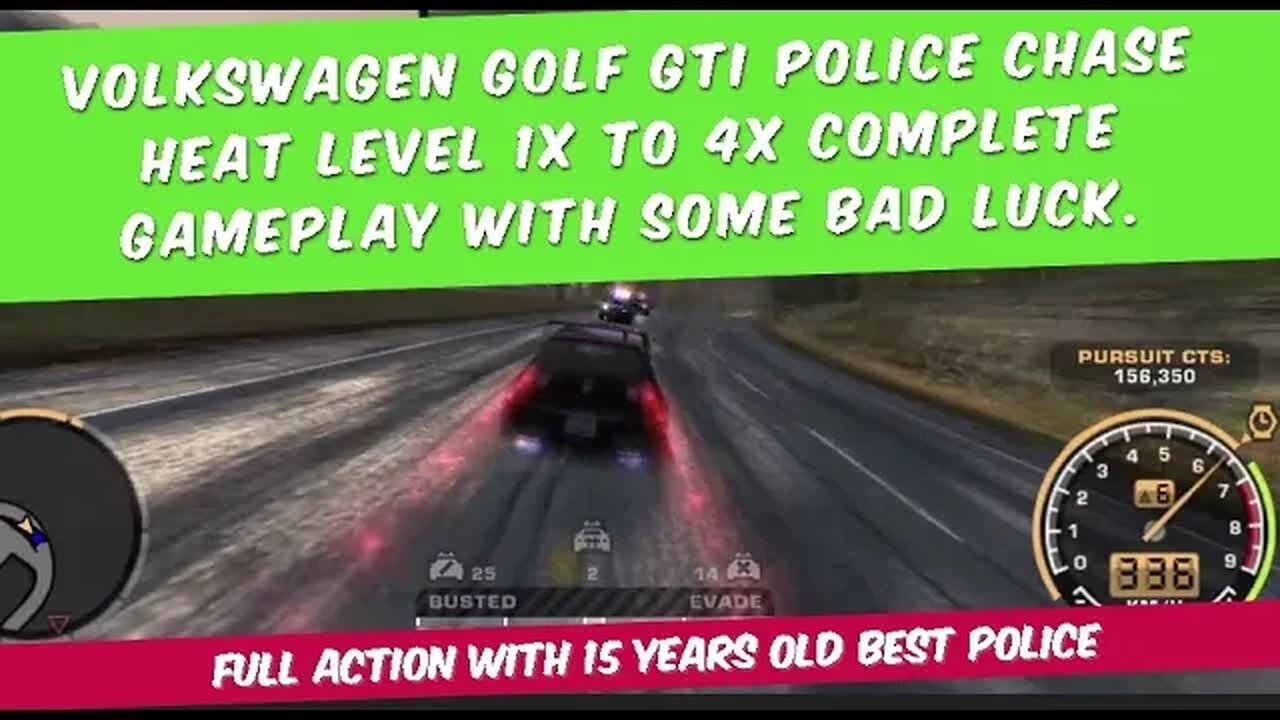 Volkswagen Golf GTI Police Chase heat level 1X to 4X complete gameplay with some bad luck.