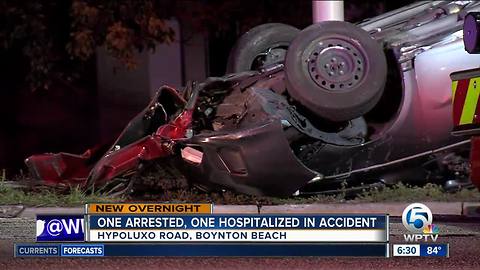 Rollover crashes sends 1 person to hospital, results in arrest