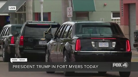 President Trump arrives at the Caloosa Sound Convention Center