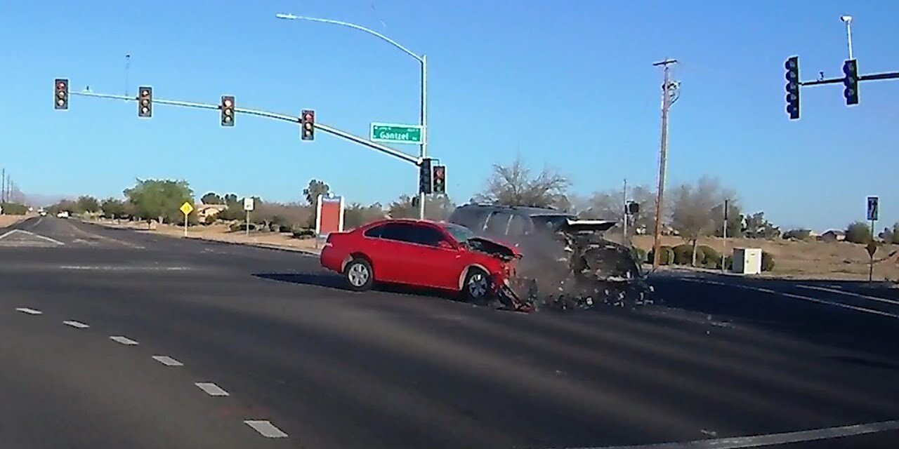 Devastating Car crash: semi truck & little car