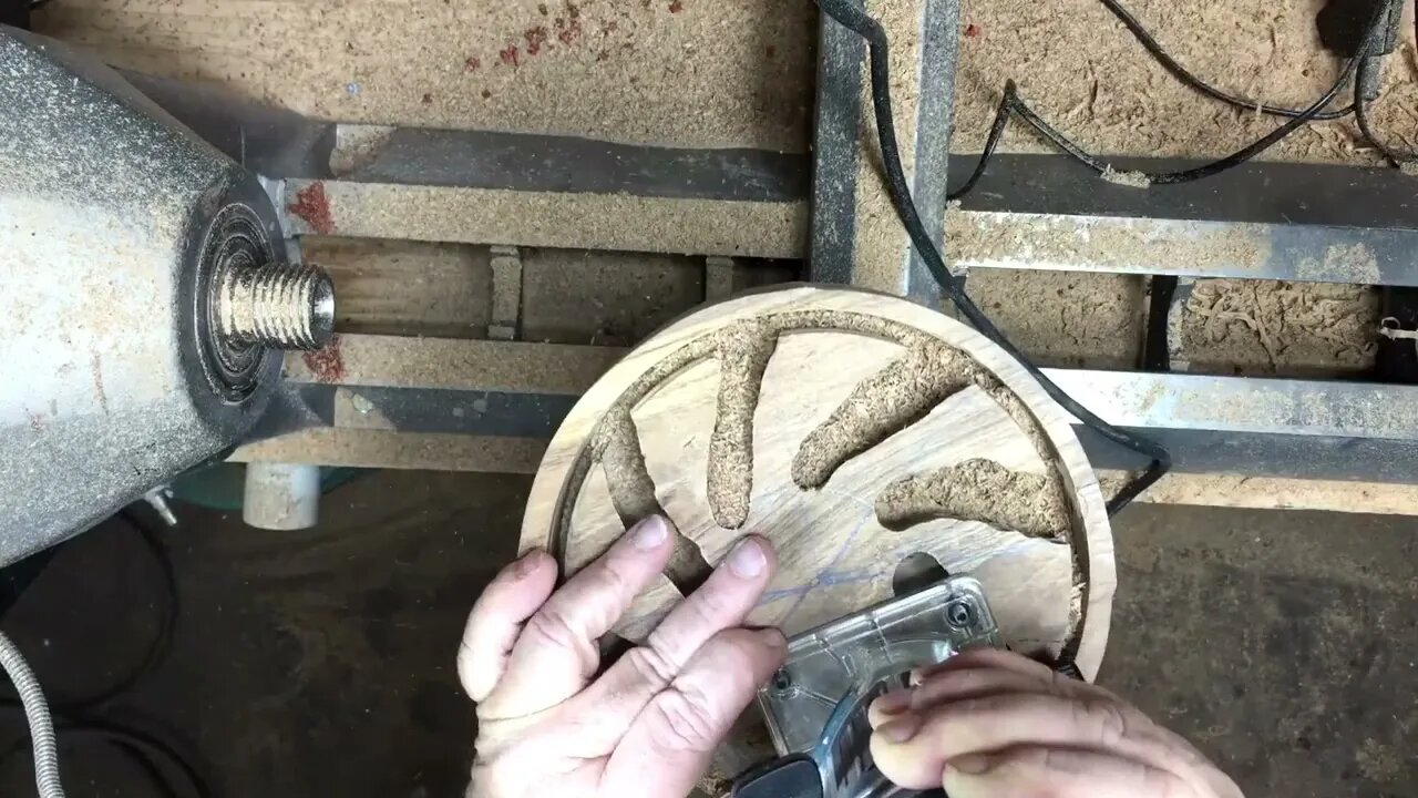 woodturning a pewter shavings dish-5