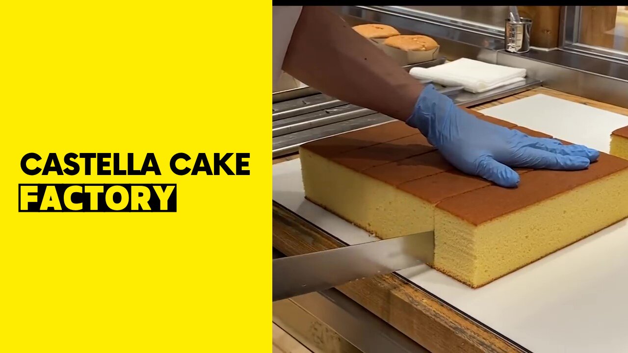 Handcrafted japanese castella cake factory with lots of technology