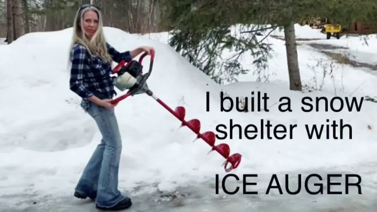 Building a Snow Shelter with ICE AUGER!//Off-grid Cabin Living/-EP 4