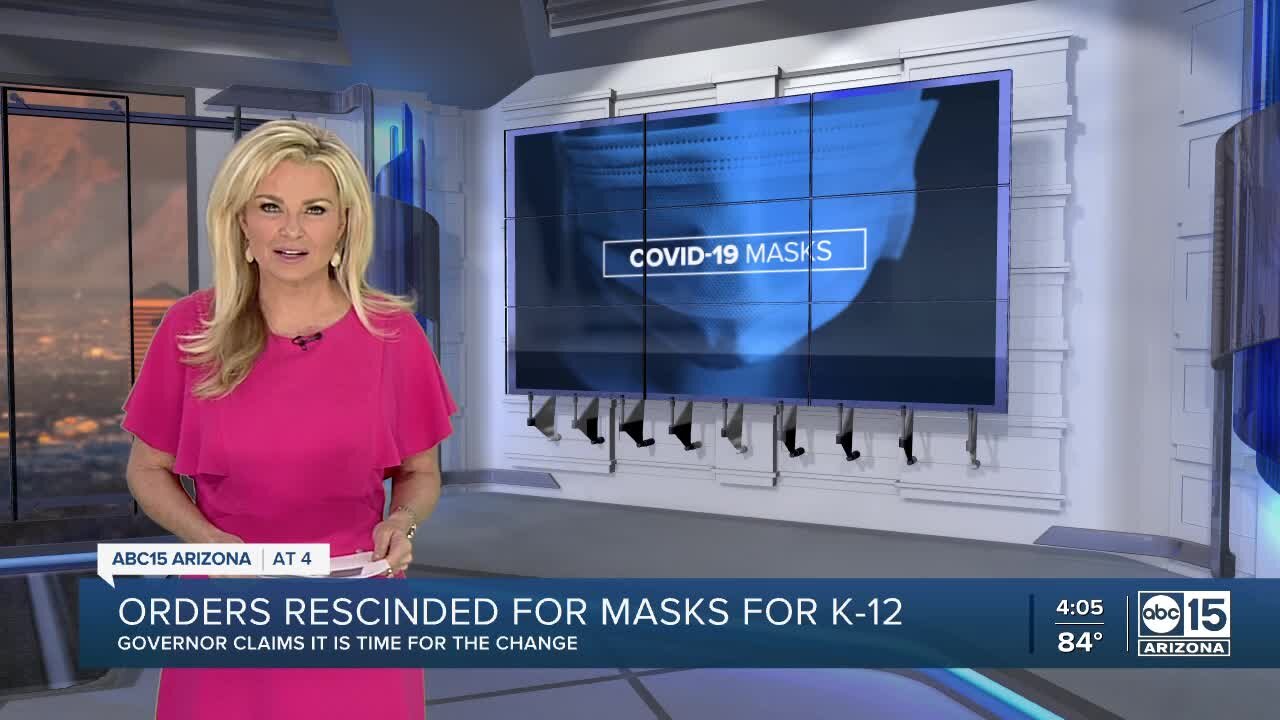 Governor Doug Ducey announced Monday that he has rescinded orders that require face masks for K-12 schools in Arizona.