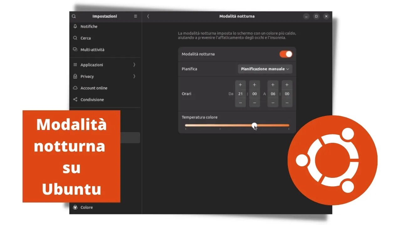 Modalità notturna su Ubuntu