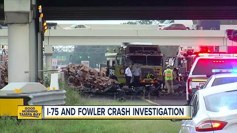 One driver dead in fiery crash involving several vehicles on I-75 and Fowler Avenue