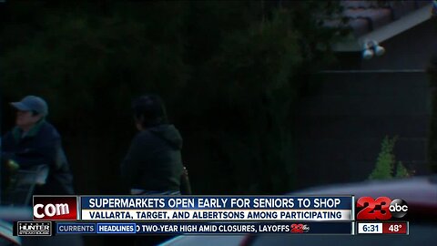 Elderly line up outside Vallarta Supermarkets