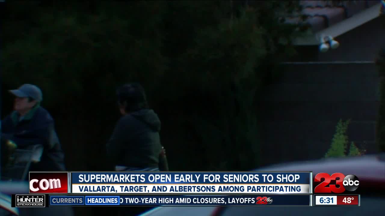 Elderly line up outside Vallarta Supermarkets