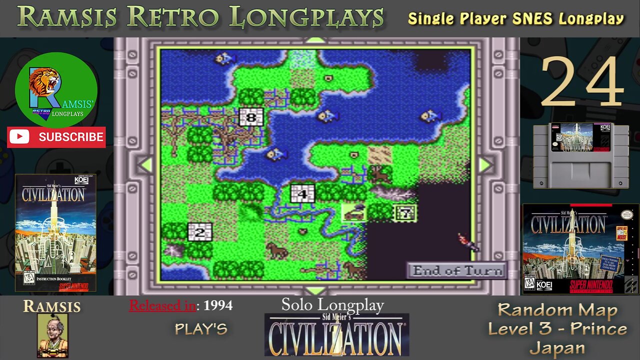 Sid Meier's Civilization | 1994 | SNES | Prince | Random | Japan - Episode #24 | Longplay