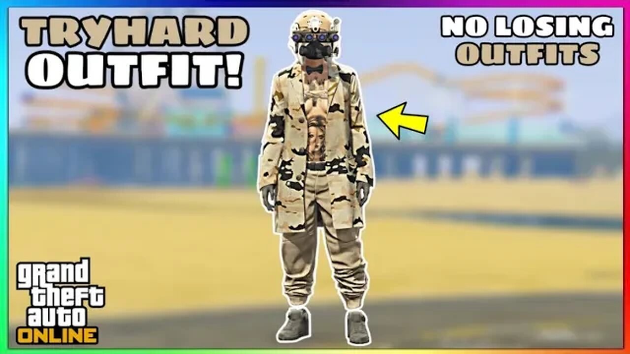 Easy Tan Joggers No Bra Glitch Female Tryhard Modded Outfit (No Transfer) (GTA Online)