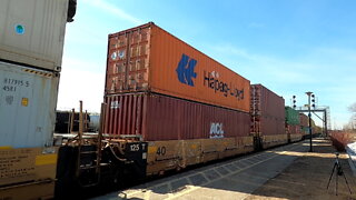 CN 2251 & CN 8003 Engines Intermodal Train Eastbound In Ontario