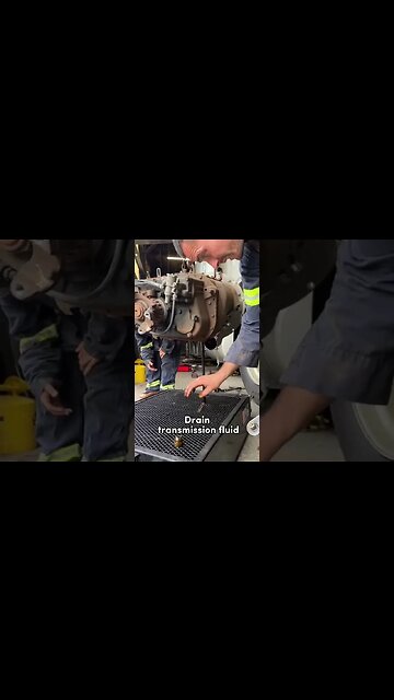 Drain transmission fluid for semi truck #shorts #transmission #mechanic