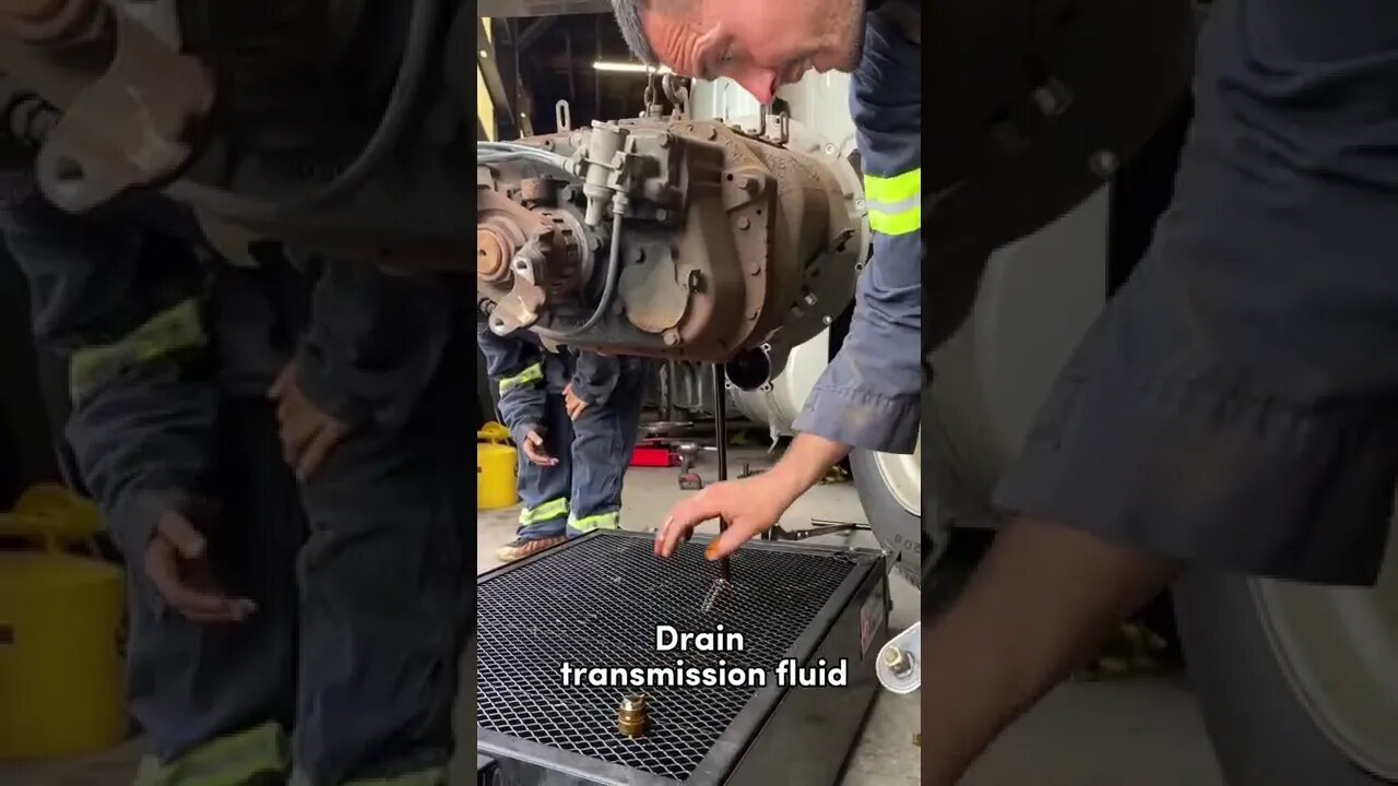 Drain transmission fluid for semi truck #shorts #transmission #mechanic