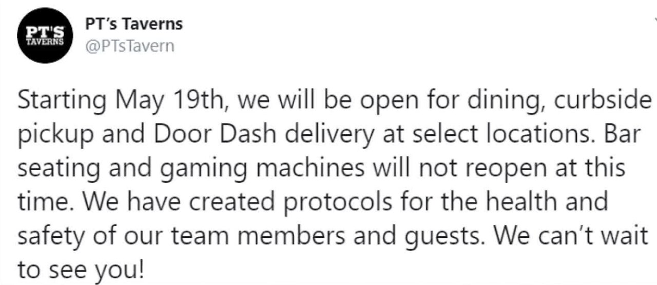 PT's Las Vegas opening some locations next week