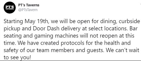 PT's Las Vegas opening some locations next week