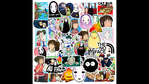 50 Pieces Waterproof PVC Anime Spirited Away Girl Stickers