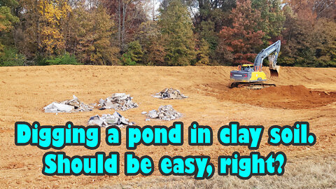 Digging a pond in clay soil, breaking ground, and deep water structure for bass. Part 2