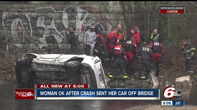 Hit-and-run driver sends car off Indy bridge, into creek