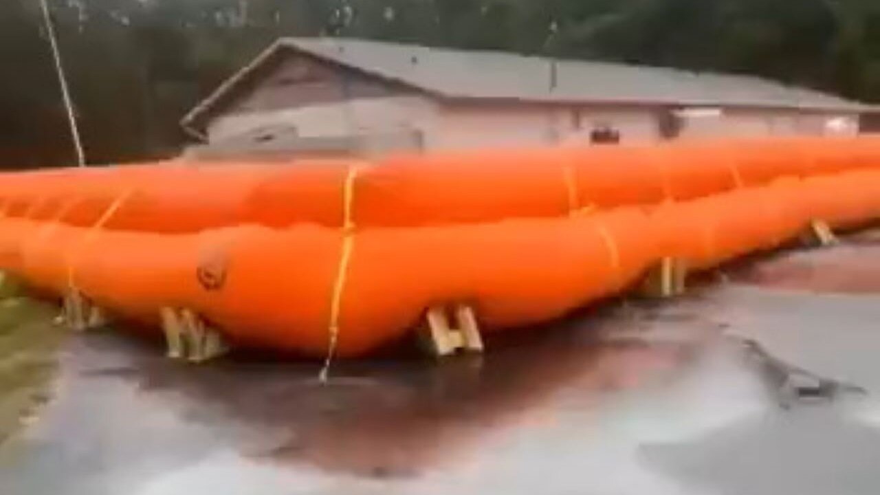 Home Owner Put A Giant Floatie Around His House To Keep Flood Waters Out In Florida