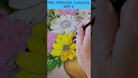 Flowers in a Vase - Preprinted Canvas - WIP 4