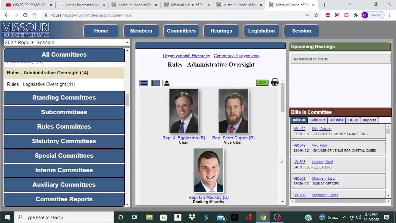 03 10 22 MO HB 2118 Now In Rules Administrative Oversight Committee