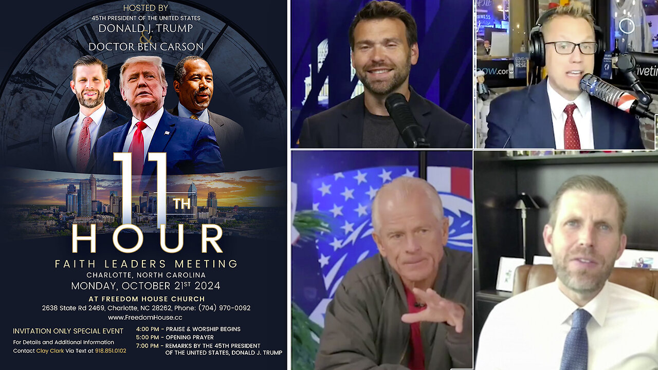 Eric Trump, Peter Navarro & Jack Posobiec Join Clay Clark | 81 Tickets Remain for the Oct 18-19 Selma, NC ReAwaken Tour + 11th Hour Faith Leader Meeting Featuring Live Presentations from Donald J. Trump & Doctor Ben Carson