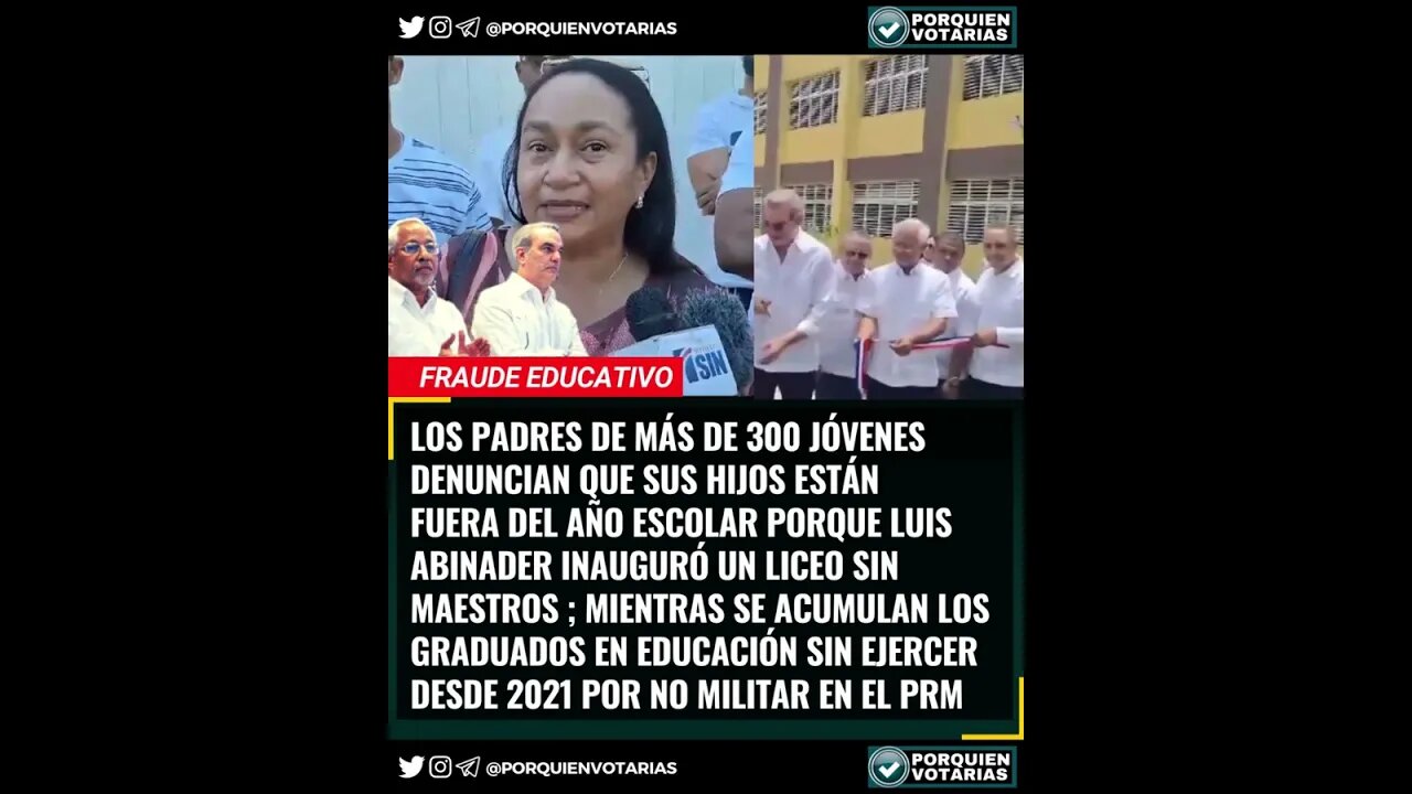 ⚡️MÁS DE 300 JÓVENES ESTÁN FUERA DEL AÑO ESCOLAR PORQUE LUIS ABINADER INAUGURÓ LICEO SIN MAESTROS