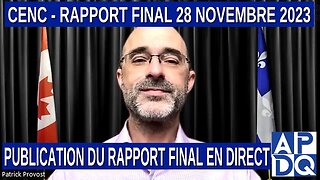 Pr. Patrick Provost nous invite à la diffusion du rapport final de la CeNC le 28 novembre 2023