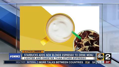 Starbucks adds blonde espresso to menu